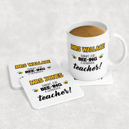 Best Teacher Coaster with Bee Design - TISATI