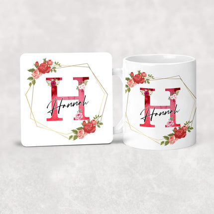 Custom Mug with Name - Floral Rose Design - TISATI