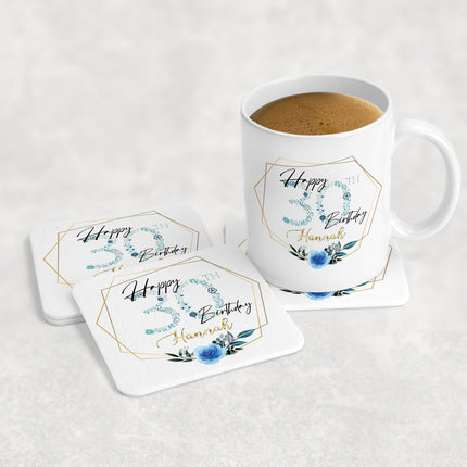 Personalised 30th Birthday Mug Blue Flower Design - TISATI