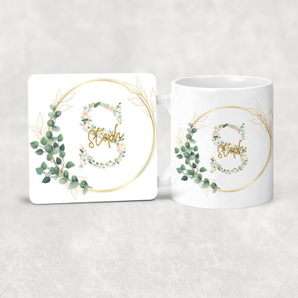 Personalised Coaster With Floral Design - Name And Initial - TISATI