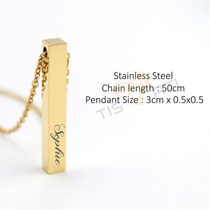 Personalised Women's Necklace with name - Bar Pendant - TISATI