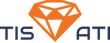 Tisati logo featuring blue text and orange diamond 